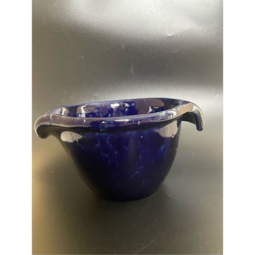 Bennington Potters Vermont Batter Bowl Handle and Spout Blue Agate Glaze USA